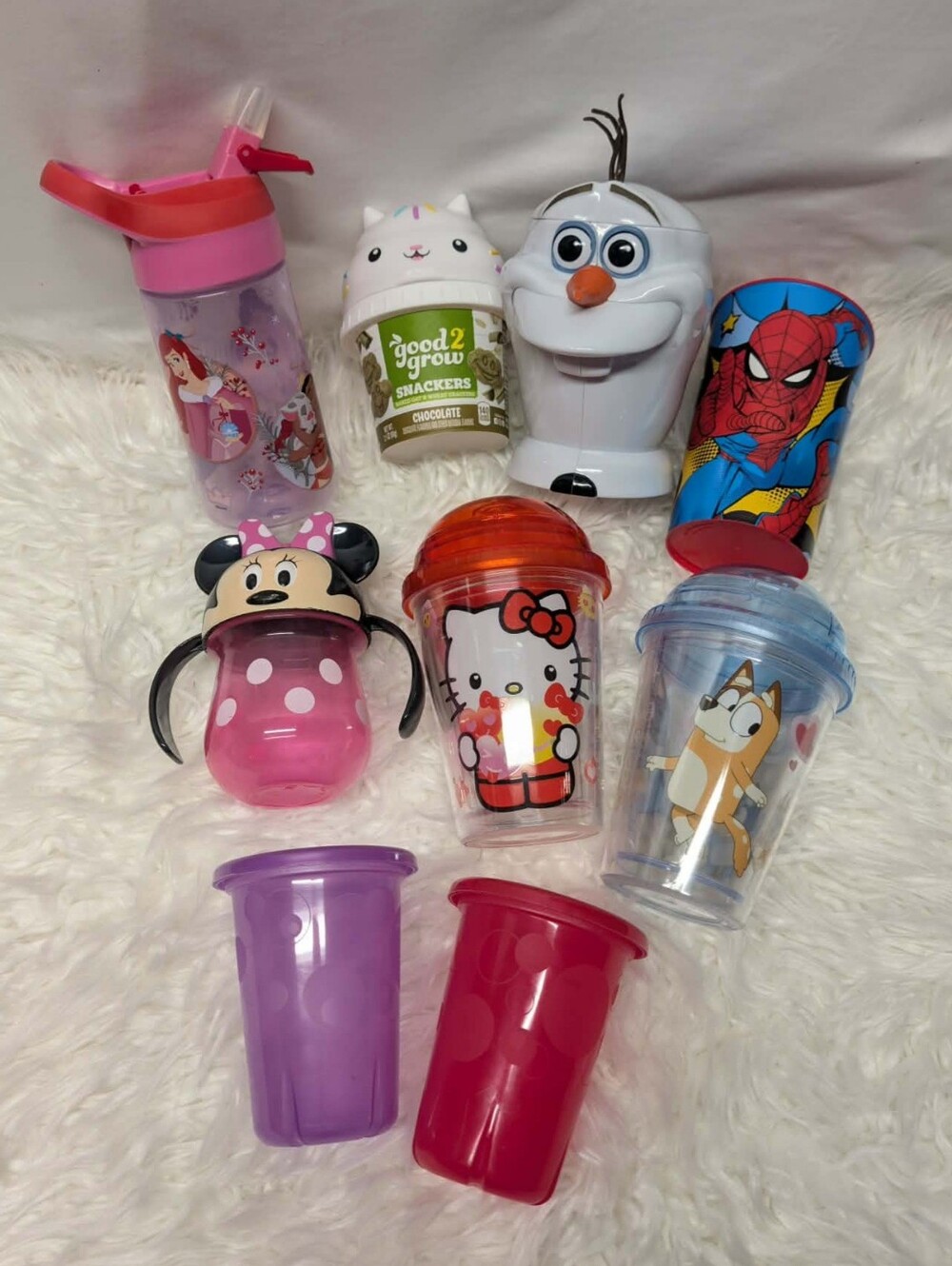 9pc Character Kids Pink Minnie & Character Cup Set - Assorted Pink Drinkware